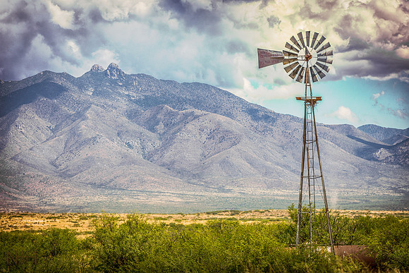 Windmill and Dos Cabezas Mountain